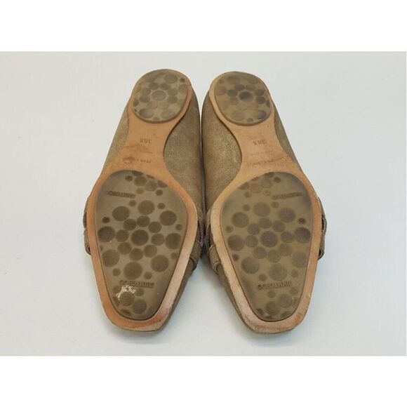 JIMMY CHOO 6.5 Metallic Gold Coarse Suede Loafers Shoes - Picture 6 of 8